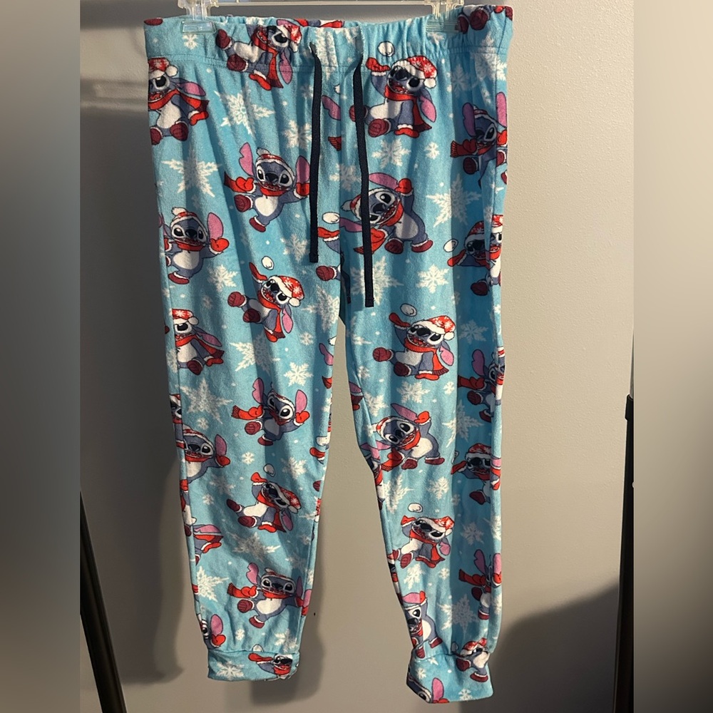 Disney Stitch Blue Pajama Christmas Bottoms